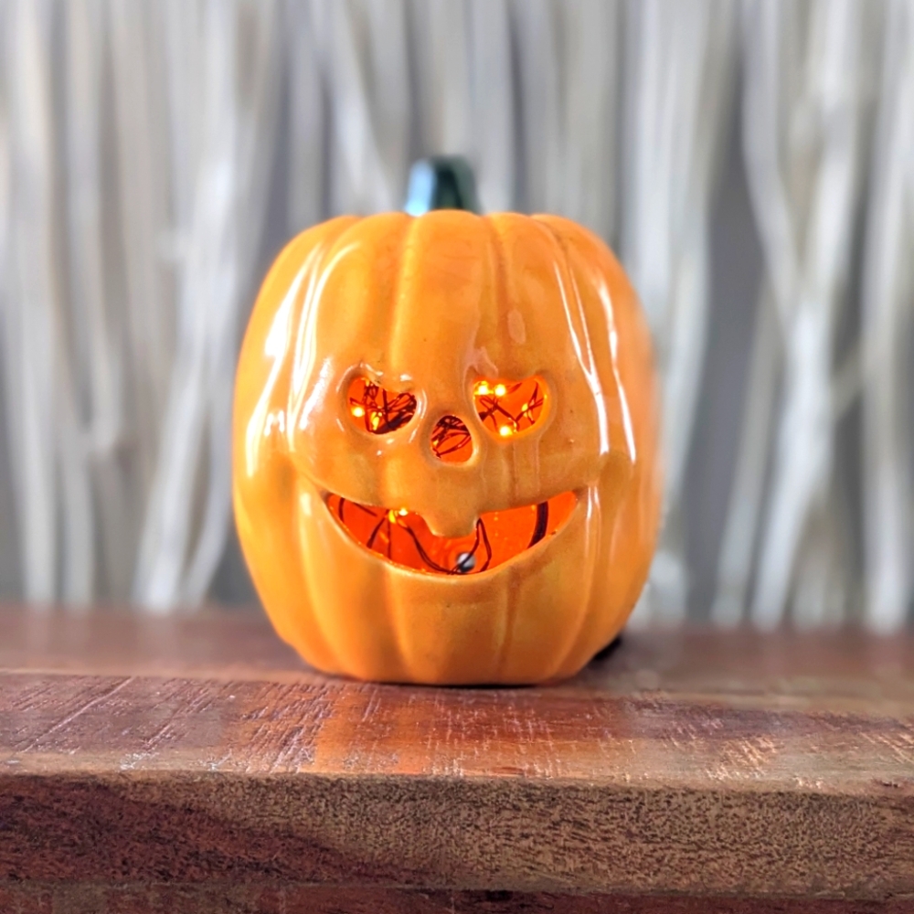 Ceramic Halloween Pumpkin Candle Holder